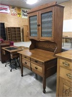 42x72x26 Inch Antique Oak Baker's Cabinet