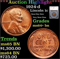 ***Auction Highlight*** 1924-d Lincoln Cent 1c Gra