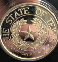 The State of Texas 1 Troy Ounce Silver Round