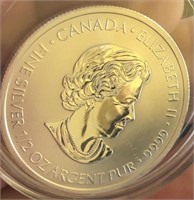 2014 $2 Dollars Canada 1/2 oz Silver