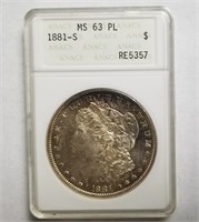 Vintage Graded MS63PL 1881-S Morgan Silver Dollar