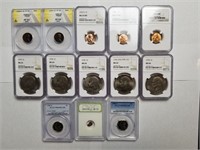 13 Graded PCGS, NGC & ANACS Coins