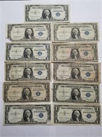 11 $1 Silver Certificates 1935 & 1957