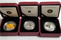 3 $10 Canadian Silver Coins In Display Boxes