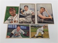 (5) 1950's Bowan St. Louis Baseball Cards