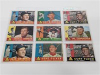 (9) 1960 Topps Cardinals Baseball Cards