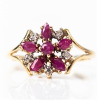 Jewelry 10kt Yellow Gold Ruby & Diamond Ring