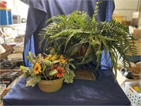 Planters with Ferns and Flowers