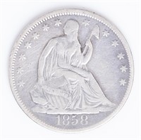 Coin 1858 Seated Liberty Half Dollar