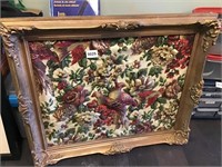 Fabric picture birds and vintage frame