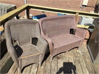 Wicker chair and Wicker Love Seat