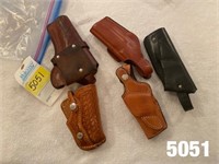 Lot of 5 Leather Gun Holsters, Belt Loop Style