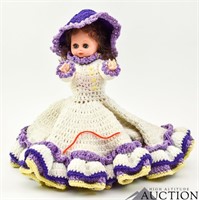 Vintage Plastic Doll w/ Knitted Dress & Bonnet