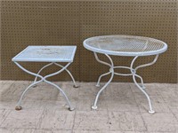 Two Wrought Iron Outdoor Side Tables