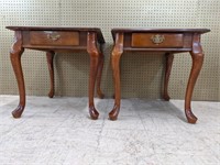 Two Vintage Queen Anne Style End Tables