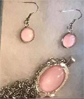 Pink Pearl Oval Bow Pendant Set