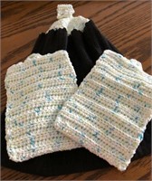 Hanging Dish towel with 2 matching potholders