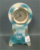 Unsigned German Porcelain Swan Clock