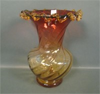 Amberian Swirl Vase with Applied Glass decoration