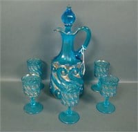 N'Wood Blue/Gold S Repaet 7 Pc Decanter Set