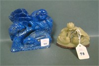 Pair of Asian Lapis and Soapstone Carved Figurines