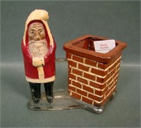 Santa Claus By Chimney Glass Candy Container