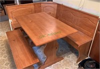 Pine kitchen corner banquette table, bench, and