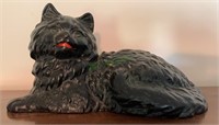 Cast iron black cat doorstop - 11 inches long