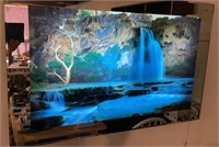 Light up wall mural with flowing water. Measures