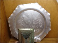 Punched Tin Platter & Misc  Item