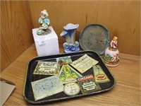 Old Tray & Assorted Figurines