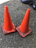 4 orange road cones