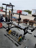 Weight Bench, Dumbells, & Weights