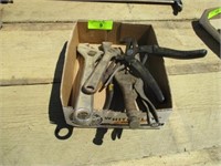 2 crescent wrenches, channel locks, vise grips