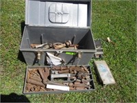 Toolbox, assorted large bolts, brake control