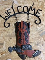 METAL BOOT WELCOME SIGN