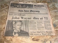 SAN JOSE MERCURY 'JOHN WAYNE DIES' PAPER