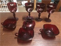 Lot of red glass pieces