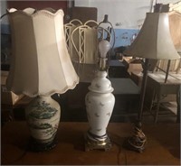 Lot of 3 lamps - Asian and butterflies