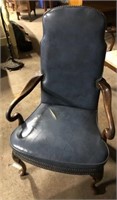 Nice blue chair with damage on the bottom