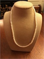 18 inches long white pearl necklace