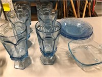 Lot of blue dishes