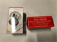Manicure kit and nail dryer