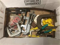 Box of clamps and miscellaneous tools