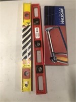 Lot of 2 levels and hacksaw