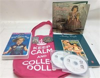 DOLL COLLECTING BOOKS, DVDS, BAG, PINS