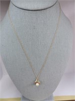 14K XL Necklace with Gold and Pearl Pendant