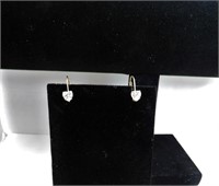 14K Yellow Gold with Heart Shaped CZ Earrings