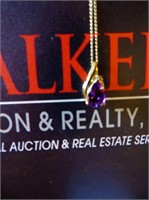 18"  14k Yellow Gold Necklace with Amethyst