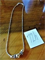 16" Silver 925 Beaded Necklace